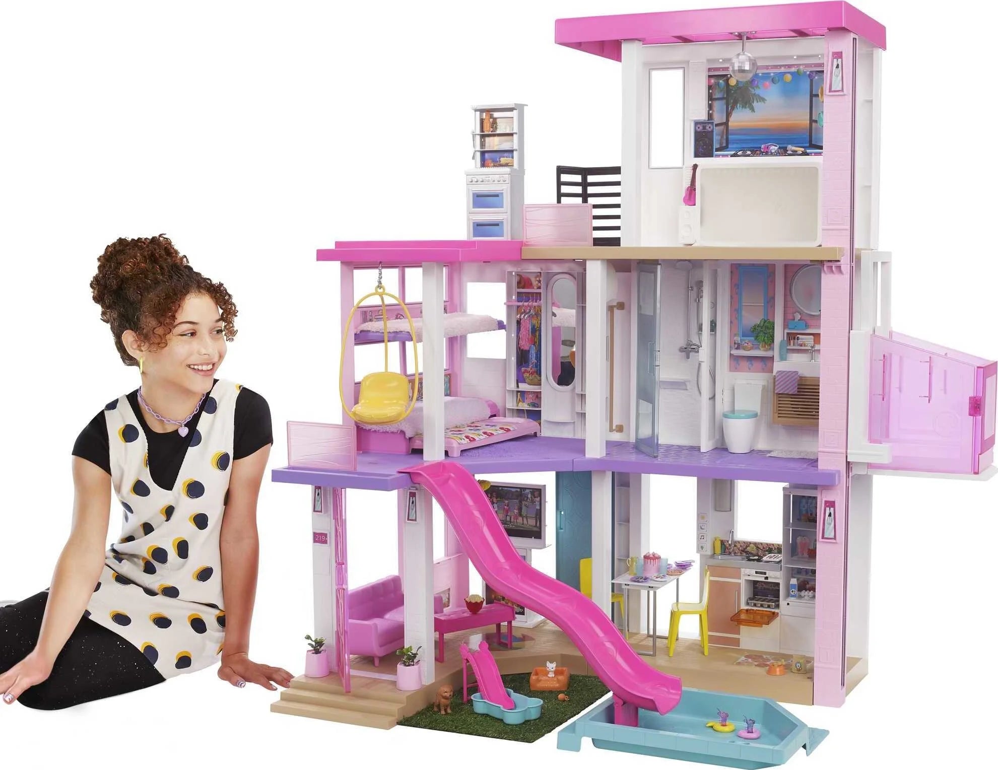 C62C2168-8713-0483-43E7-4B9EBB85D110 Barbie DreamHouse Playset with 10 Play Areas, 75+ Furniture & Accessories, Lights & Sounds - Image 1